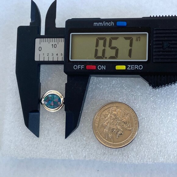 Sterling Silver 925 Michelle Albala Mosaic Blue Opal Inlay Oval Stud Earrings - Picture 14 of 16